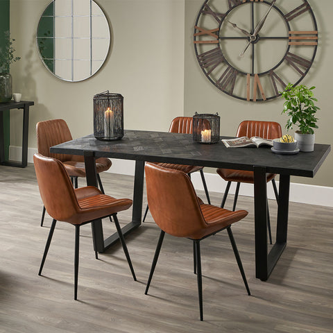 Mashu Matt Black Mango Wood and Iron Dining Table