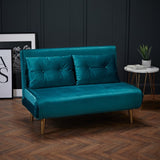 2 Seater Futon Sofa Bed in Teal Velvet