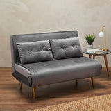 2 Seater Futon Sofa Bed in Teal Velvet