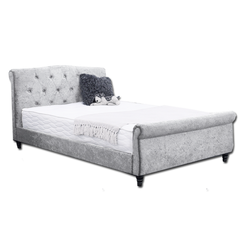 Angelina Light Silver Velvet Bed