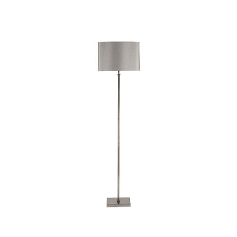 Hilton Satin Nickel Square Stick Floor Lamp & Grey Shade