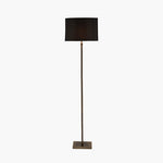 Hilton Antique Brass Square Stick Floor Lamp Black Shade