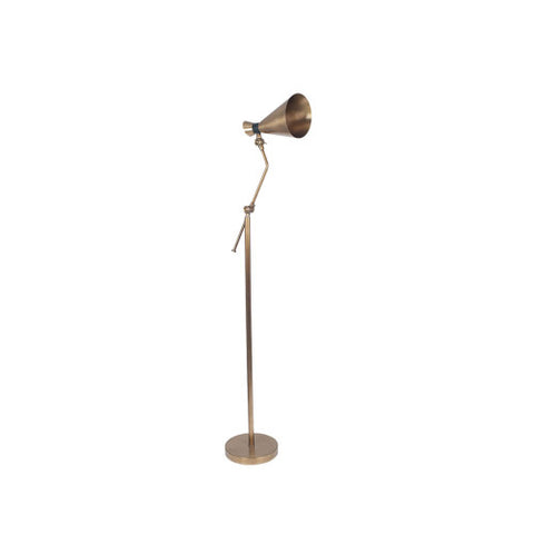 Wendell Antique Brass Adjustable Conical Metal Floor Lamp