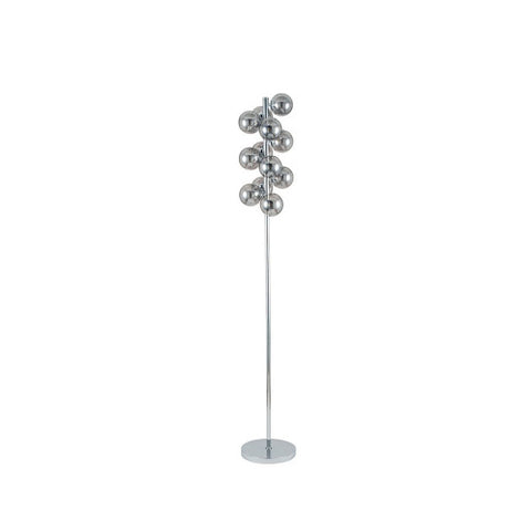 Vecchio Smoke Glass Orb and Chrome Floor Lamp