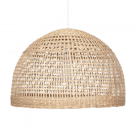 Fowey Natural Woven Wide Dome Pendant