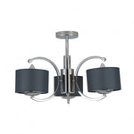 Arcadia Silver Metal Three Curved Arm Semi Flush Pendant