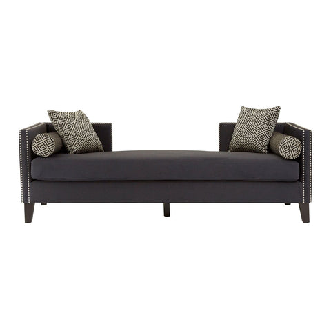 Reginy Dark Grey Velvet 3 Seat Day Bed Sofa