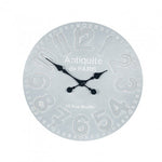 Stone Grey Wood Round Wall Clock