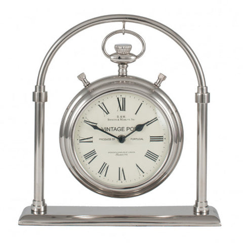 Shiny Nickel Brass & Glass Carriage Clock