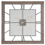 Natural Wood & Metal Square Wall Clock