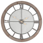 Natural Wood & Metal Round Wall Clock