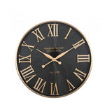 Antique Gold and Black Metal Round Wall Clock