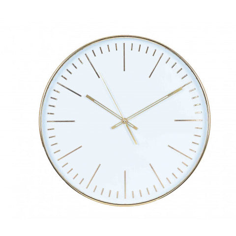 Gold & White Round Wall Clock