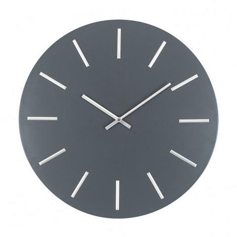 Matt Grey and Silver Detail Round Metal Wall Clock