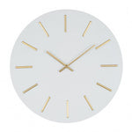 Matt White and Gold Detail Round Metal Wall Clock