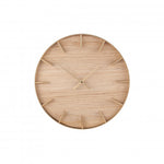 Gold Metal and Natural Wood Round Wall Clock