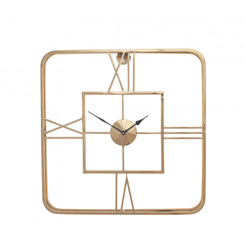 Gold Metal Square Wall Clock