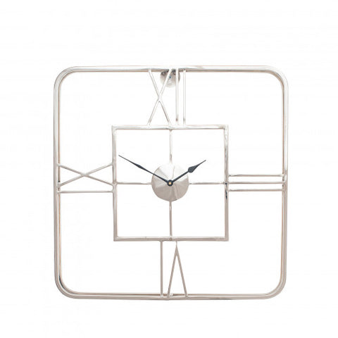 Silver Metal Square Wall Clock