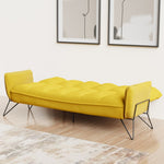 Hattie 3 Seater Click-Clack Sofa Bed in Mustard Yellow Woven Fabric