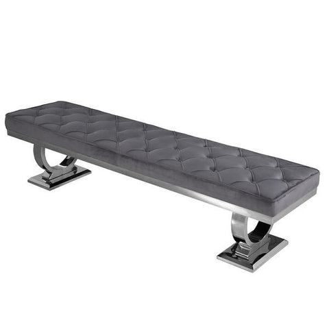 Serena Bench Dark Grey Velvet
