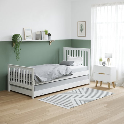 Oxford White Solid Pine Single Guest Bed with Trundle