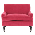 Pink Cotton Velvet Large Plush Armchair