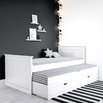 Sander Single Guest Bed with Storage Drawers and Trundle in Grey