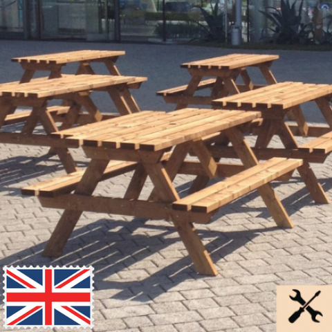 Sennen Rectangle Picnic Bench 6 Seater