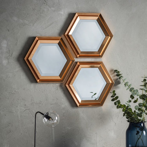Set Of 3 Gold Mirrors