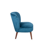 Rimini Velvet Chair with Walnut Effect Legs- Sapphire Blue