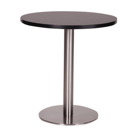 Danilo round dining height base with a 600 Diameter Black laminate top