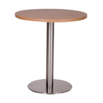 Danilo round dining height base with a 600 Diameter Oak laminate top