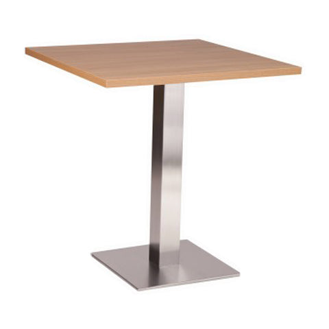 Danilo square dining height base with a 700 by 700 square Oak laminate Top