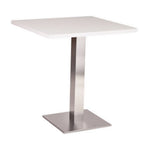 Danilo square dining height base with a 700 by 700 square White Tuff Top