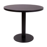 Coffee Height Forza Round Small sized base with a 600mm Diameter Round Black Laminate Top