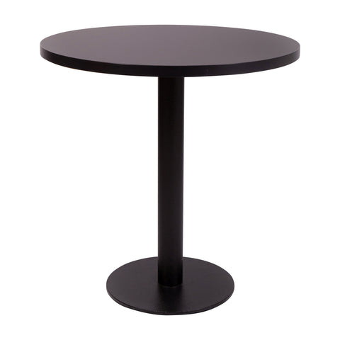 Forza round dining height base with 600 Diameter Black laminate top