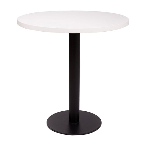 Forza round dining height base with 600 Diameter White round Tuff Top