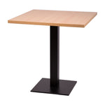 Forza square dining height base with a 700 by 700 square Beech Tuff Top