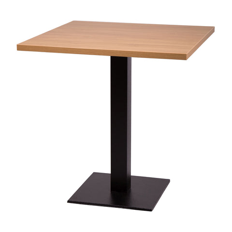 Forza square dining height base with a 700 by 700 square Oak laminate Top