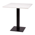 Forza square dining height base with a 700 by 700 square White Tuff Top