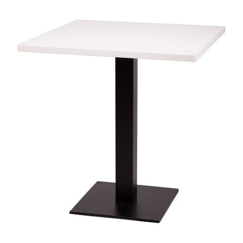 Forza square dining height base with a 700 by 700 square White Tuff Top