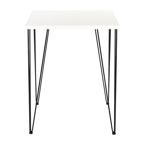 Hairpin Dining height 4 x legs with a 700 by 700 square White Tuff Top