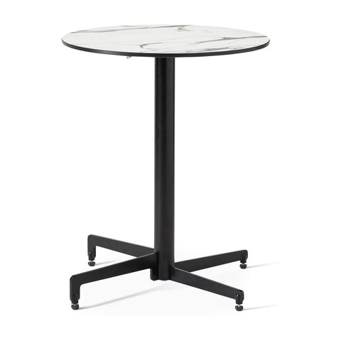 Madrid Flip Top dining height base with a 600mm Round 12mm Compact Laminate top – Marble