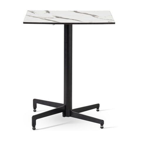 Madrid Flip Top dining height base with a 600mm Square 12mm Compact Laminate top – Marble