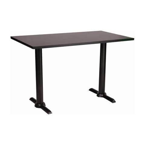 Orlando twin dining height base with a 1200 by 700 rectangular Black laminate top