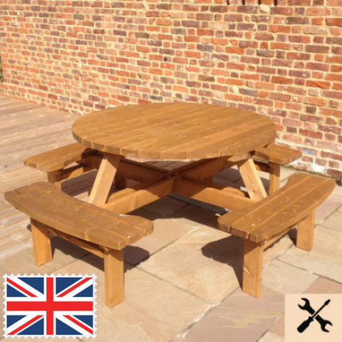 Truro Round Picnic Bench/Table 8 Seater