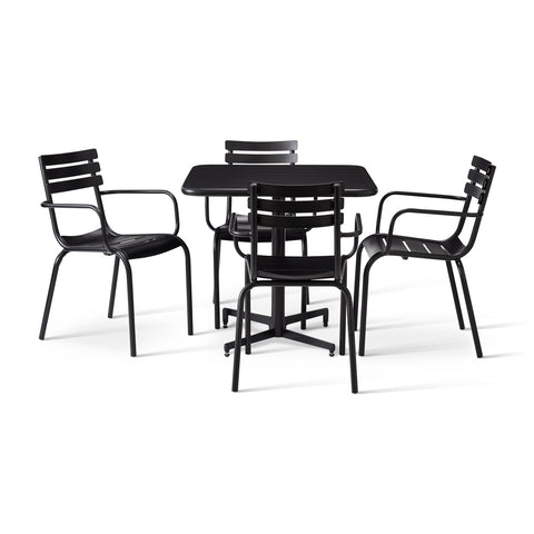 Rio 4 seater table top with Malaga dining height base and 4 Rio armchairs