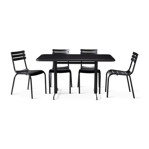 Rio 6 seater table top with Malaga Twin dining height base and 4 Rio side chairs