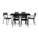 Rio 6 seater table top with Malaga Twin dining height base and 6 Rio armchairs