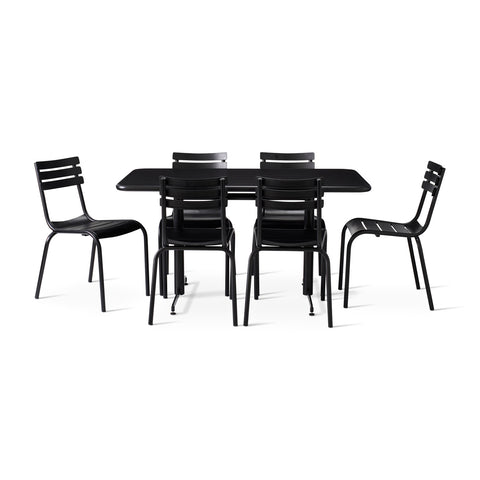 Rio 6 seater table top with Malaga Twin dining height base and 6 Rio side chairs